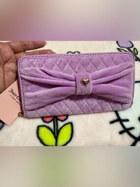 Juicy Couture Lavender Quilted Bow Zip Wallet